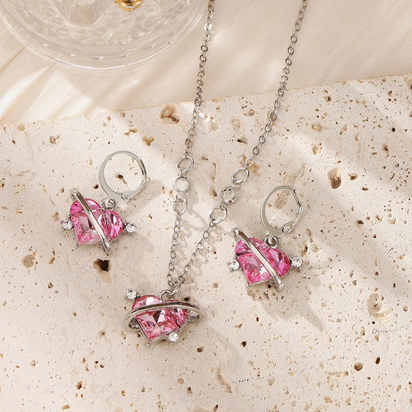 Luxury Golden Braided Knot Jewelry Set Necklace Earrings Ring Elegant Fashion Accessories for Women