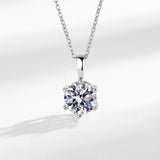 Elegant One Carat Sparkling Diamond Pendant Necklace Trendy Geometric Shape Colorful Inlaid Zircon Fashionable Engagement