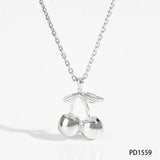 CLIORO Wholesale 316L Gold Plated Stainless Steel Necklace Earrings Jewelry Sets Cute Cherry Pendant Jewelry For Women