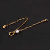 18K Gold Plated Stainless Steel Link Chain Nature Freshwater Pearl Pendant Bracelet Jewelry Bracelet Women