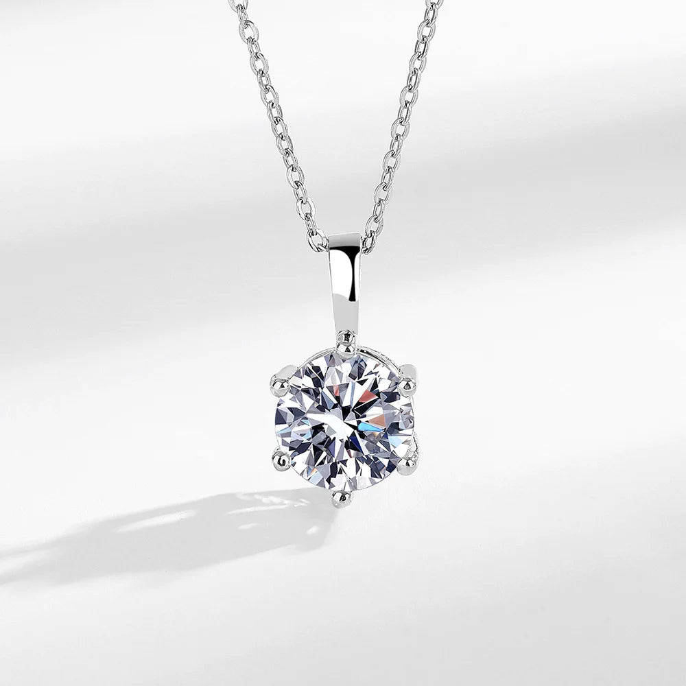 Elegant One Carat Sparkling Diamond Pendant Necklace Trendy Geometric Shape Colorful Inlaid Zircon Fashionable Engagement