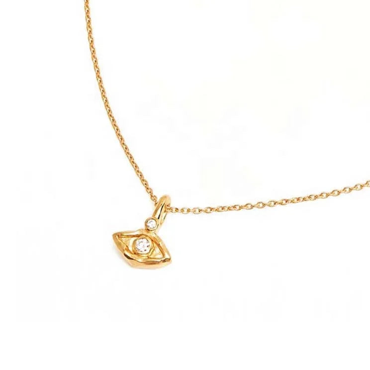 Minimalist 925 Sterling Silver 18K Gold Plated Zircon Necklace Lucky Evil Eye Protected Fashion Weddings Engagements Parties