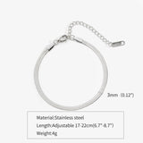 Trendy Stainless Steel Snake Bone Chain Necklace and Herringbone Bracelet Gold Flat Chain with Geometric Pattern for Women Men