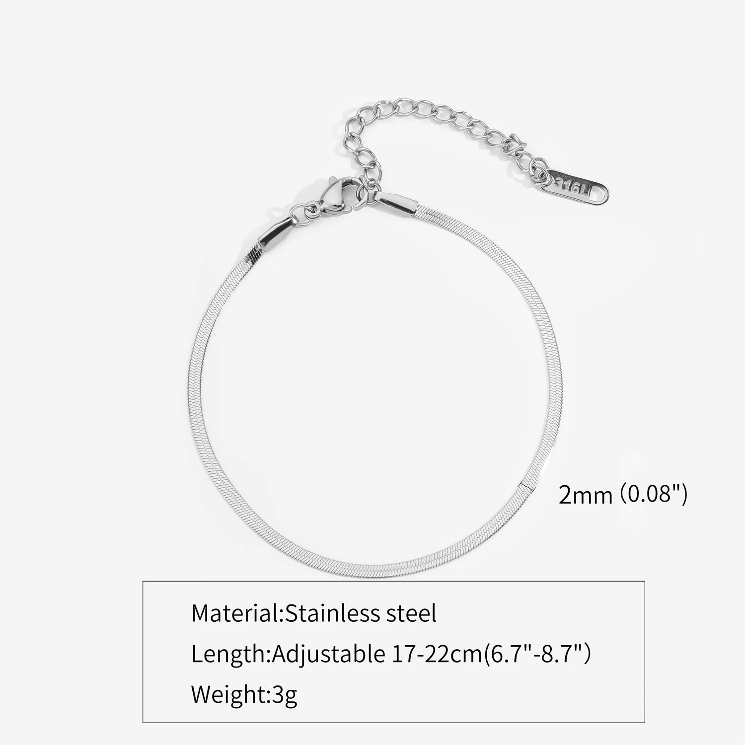 Trendy Stainless Steel Snake Bone Chain Necklace and Herringbone Bracelet Gold Flat Chain with Geometric Pattern for Women Men