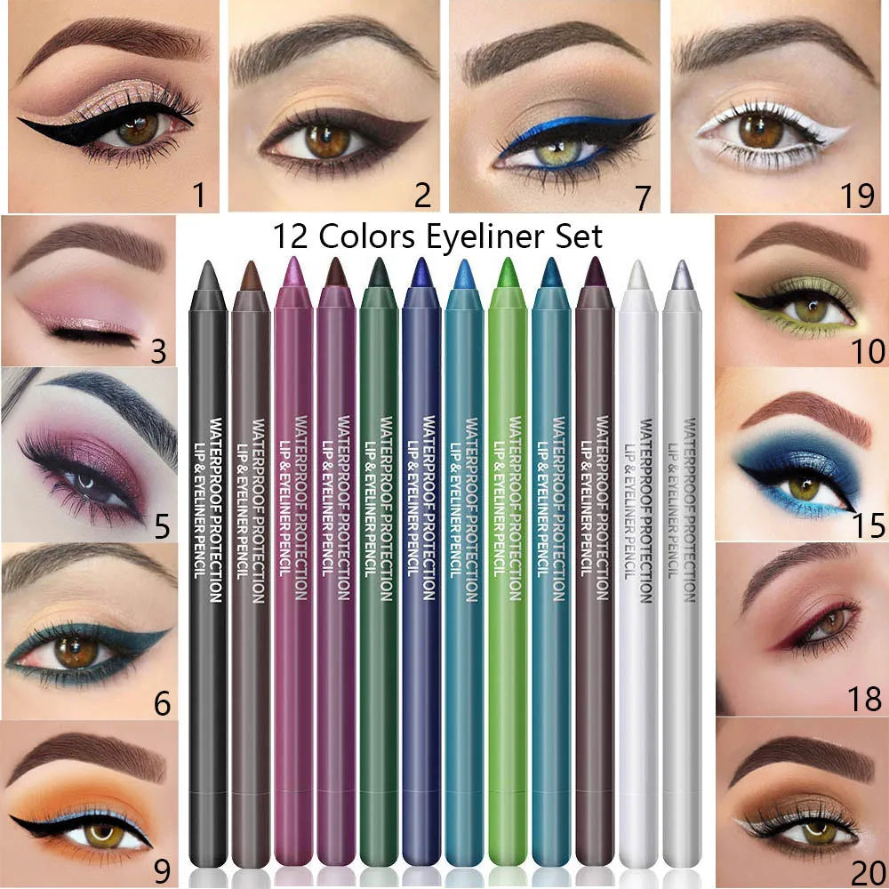 Super Waterproof Eyeliner Pencil 14 Color Long Lasting Magnetic Glitter Liquid Eyeliner Reusable Smooth Eyes Brightener Pencil