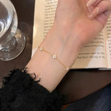 Fine Jewelry 925 Silver Clover Bracelet Chain Jewelry for Women Gold Plated 925 Sterling Silver Clover Zircon Bracelet Jewelry