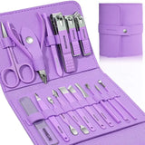 Manicure Kit 16 Pcs Stainless Steel Professional Nail Pedicure Sets Nail Care Tool Grooming Kit With Leather Storage