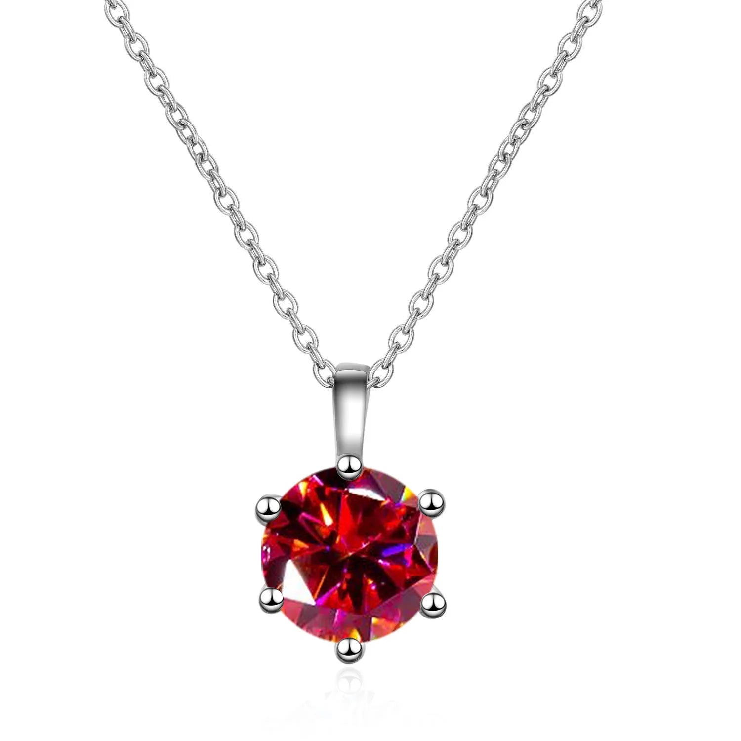 Elegant One Carat Sparkling Diamond Pendant Necklace Trendy Geometric Shape Colorful Inlaid Zircon Fashionable Engagement