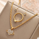 Luxury Golden Braided Knot Jewelry Set Necklace Earrings Ring Elegant Fashion Accessories for Women