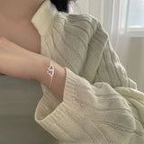 Fashion Bracelet Minimalist Double Heart Hollow Design Delicate Thin Chain Korean Style Niche Jewelry for Women Wholesale