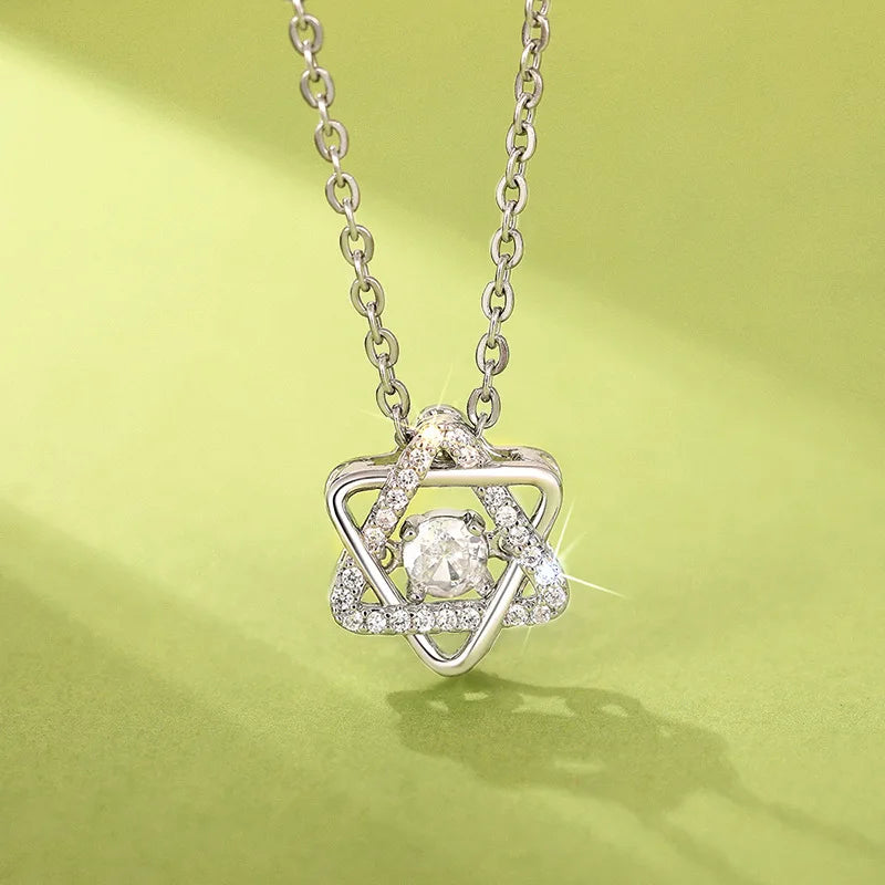 Trendy Bling Bling Star Design Cubic Zirconia Necklace for Women Wedding Jewelry Gifts Silver Plated CZ Pendant Necklaces