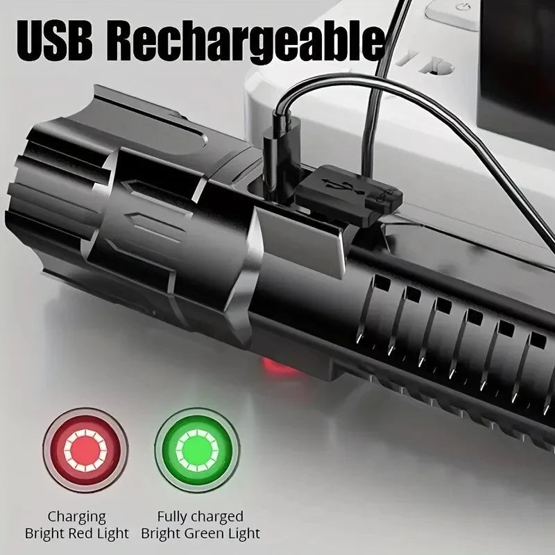 Super Bright Edc Telescopic Zoom Linterna 3 Lighting Modes Lanterns USB Rechargeable LED Torch Light Flashlight