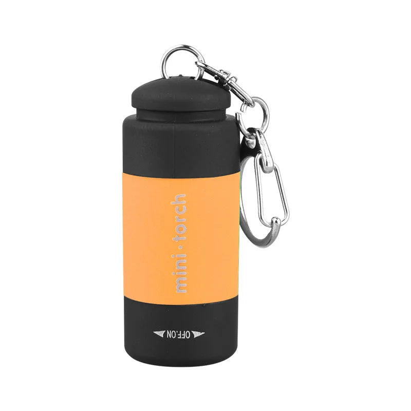 Mini LED Rechargeable USB Flashlight Keychain Metal Torch Key Holder