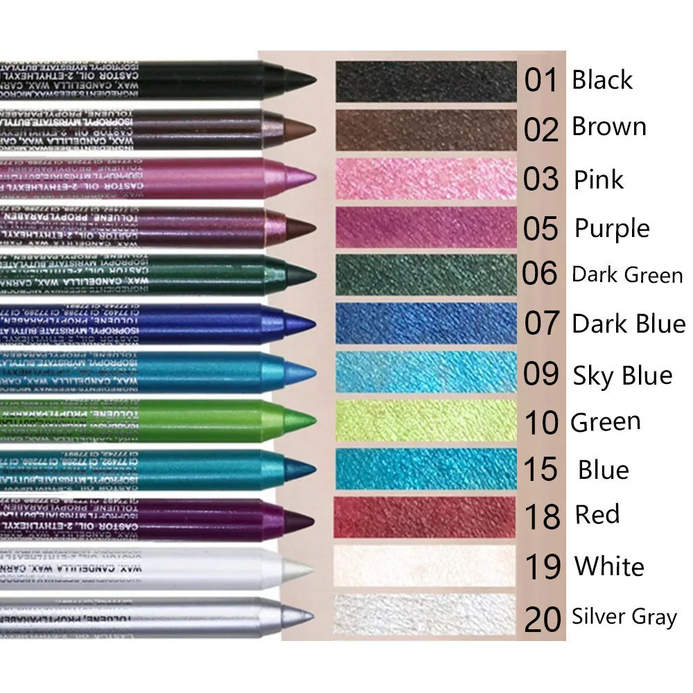 Super Waterproof Eyeliner Pencil 14 Color Long Lasting Magnetic Glitter Liquid Eyeliner Reusable Smooth Eyes Brightener Pencil
