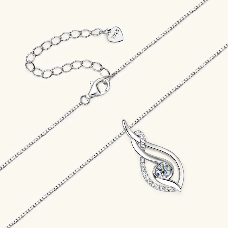 Fine Jewelry Necklaces Moissanite 925 Sterling Silver 4mm 0.3ct Moissanite Twist Pendant Necklace for Women