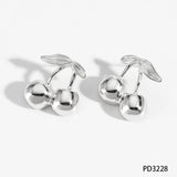 CLIORO Wholesale 316L Gold Plated Stainless Steel Necklace Earrings Jewelry Sets Cute Cherry Pendant Jewelry For Women