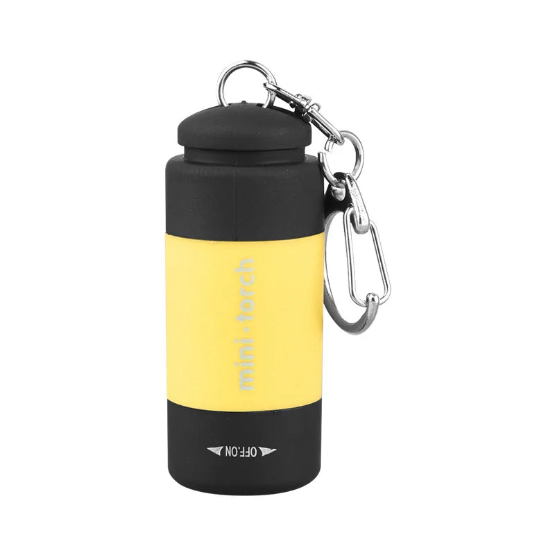Mini LED Rechargeable USB Flashlight Keychain Metal Torch Key Holder