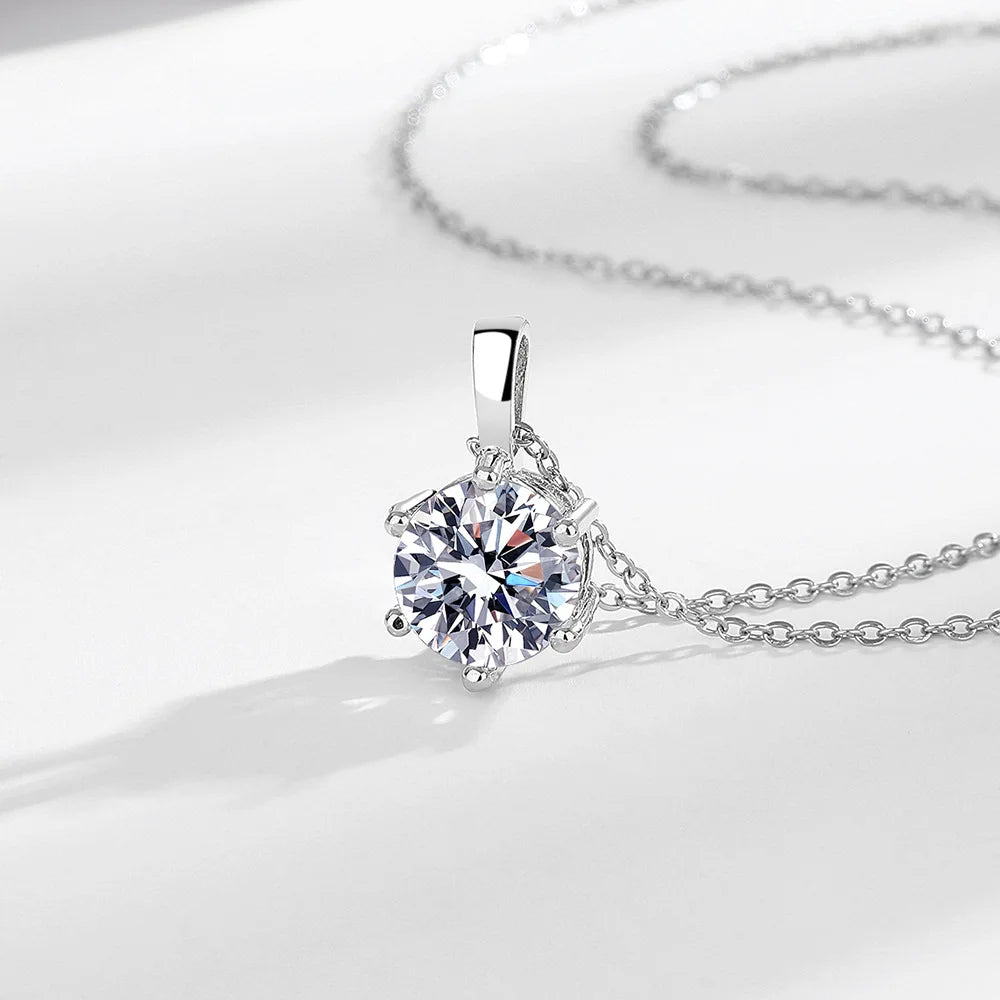 Elegant One Carat Sparkling Diamond Pendant Necklace Trendy Geometric Shape Colorful Inlaid Zircon Fashionable Engagement