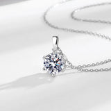 Elegant One Carat Sparkling Diamond Pendant Necklace Trendy Geometric Shape Colorful Inlaid Zircon Fashionable Engagement