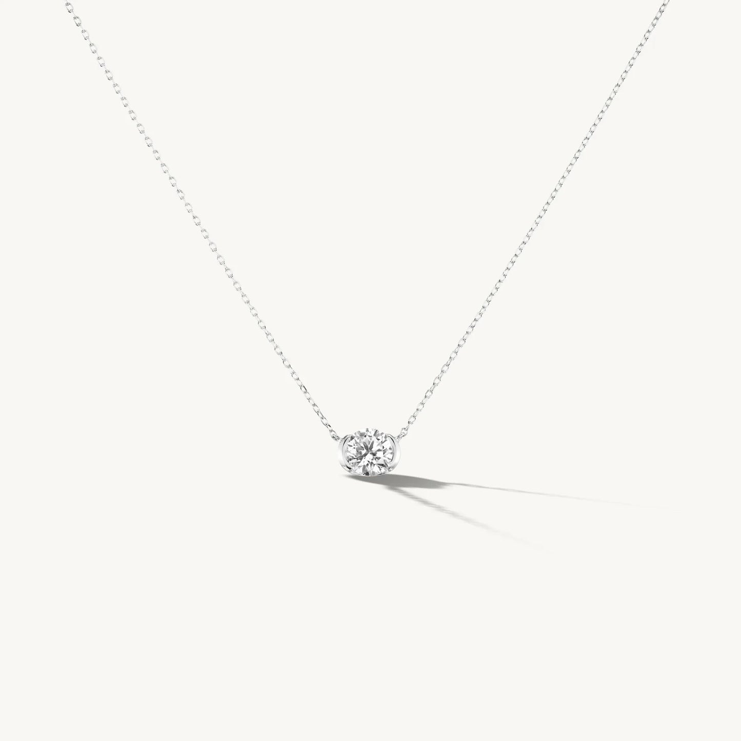 LOZRUNVE 925 Sterling Silver Shinning Elegant Solitaire Diamond Crystal Chain Necklace Choker Jewelry Set