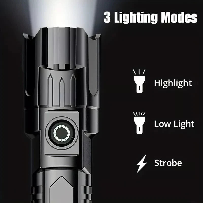 Super Bright Edc Telescopic Zoom Linterna 3 Lighting Modes Lanterns USB Rechargeable LED Torch Light Flashlight