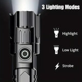 Super Bright Edc Telescopic Zoom Linterna 3 Lighting Modes Lanterns USB Rechargeable LED Torch Light Flashlight