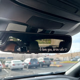 Waterproof vinyl car sticker for safe driving, universal rearview mirror decoration.