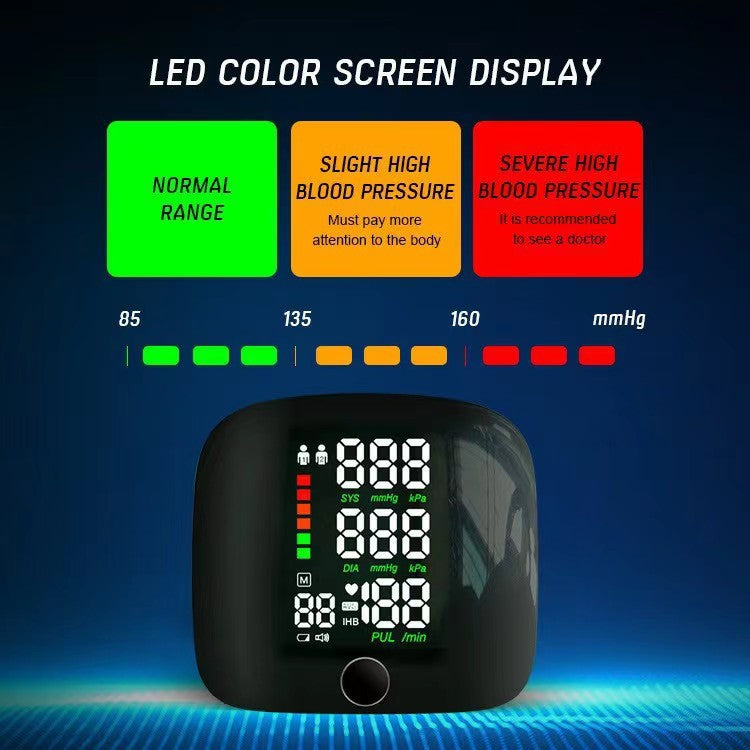 Wrist blood pressure monitor, fully automatic electric intelligent blood pressure measuring device, rechargeable touch screen blood pressure monitor