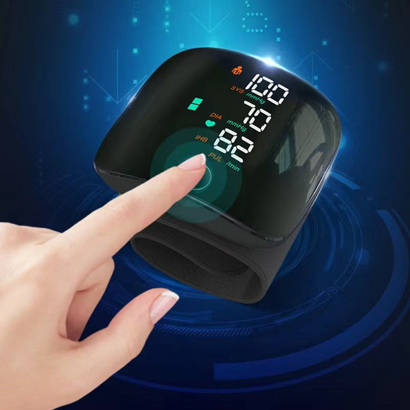 Wrist blood pressure monitor, fully automatic electric intelligent blood pressure measuring device, rechargeable touch screen blood pressure monitor