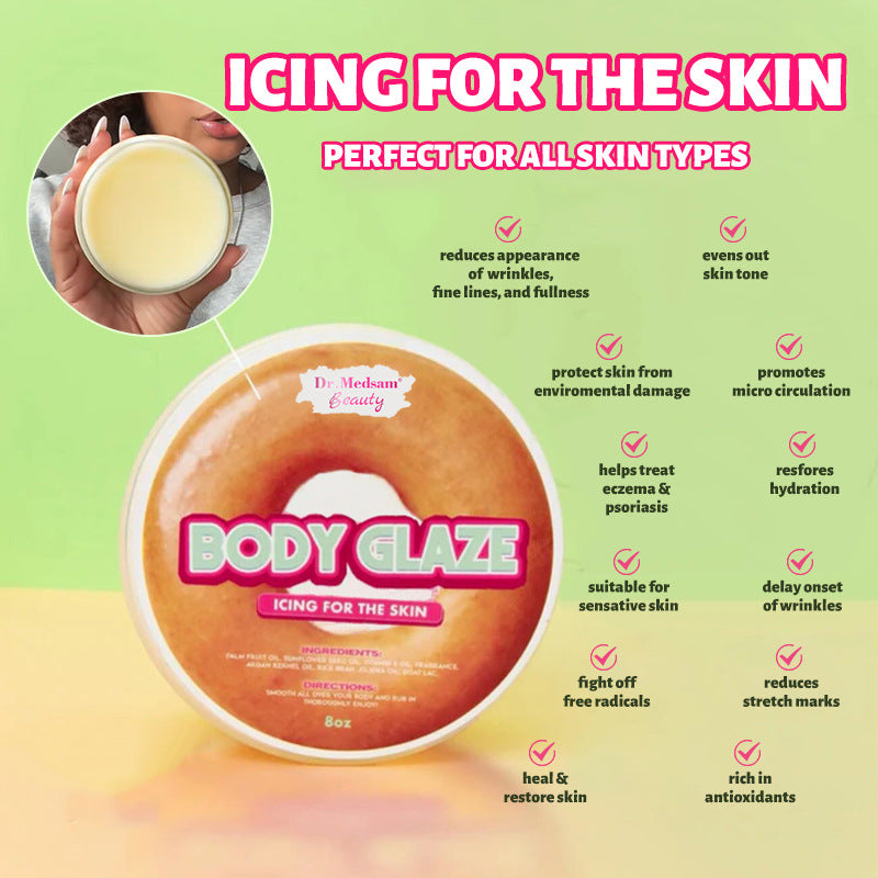 Bestselling Donut-Style Body Cream, Strawberry Cake Frosting, Firming and Moisturizing Body Lotion BODY GLAZE