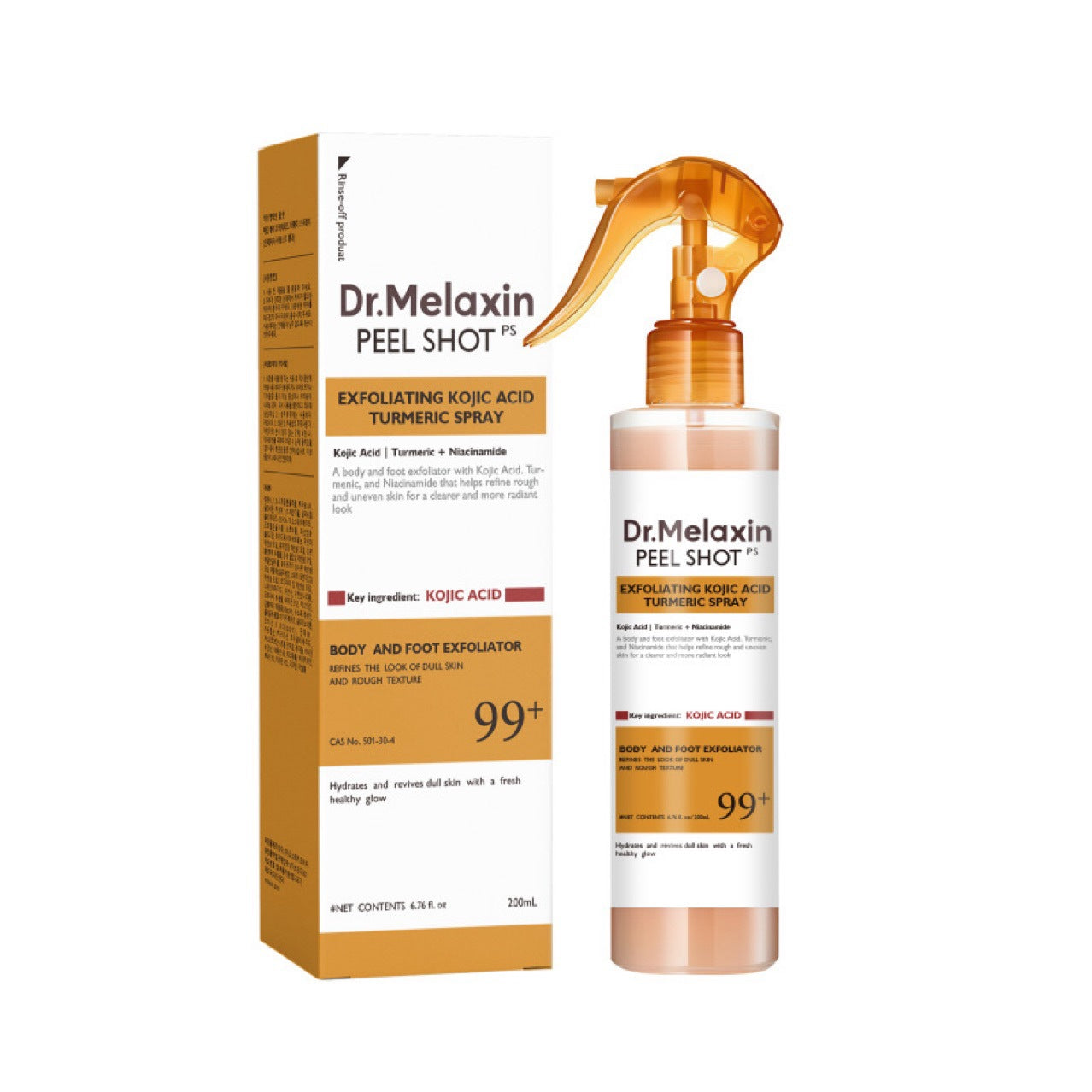 Turmeric Exfoliating Spray 200ml gently cleanses and moisturizes skin.