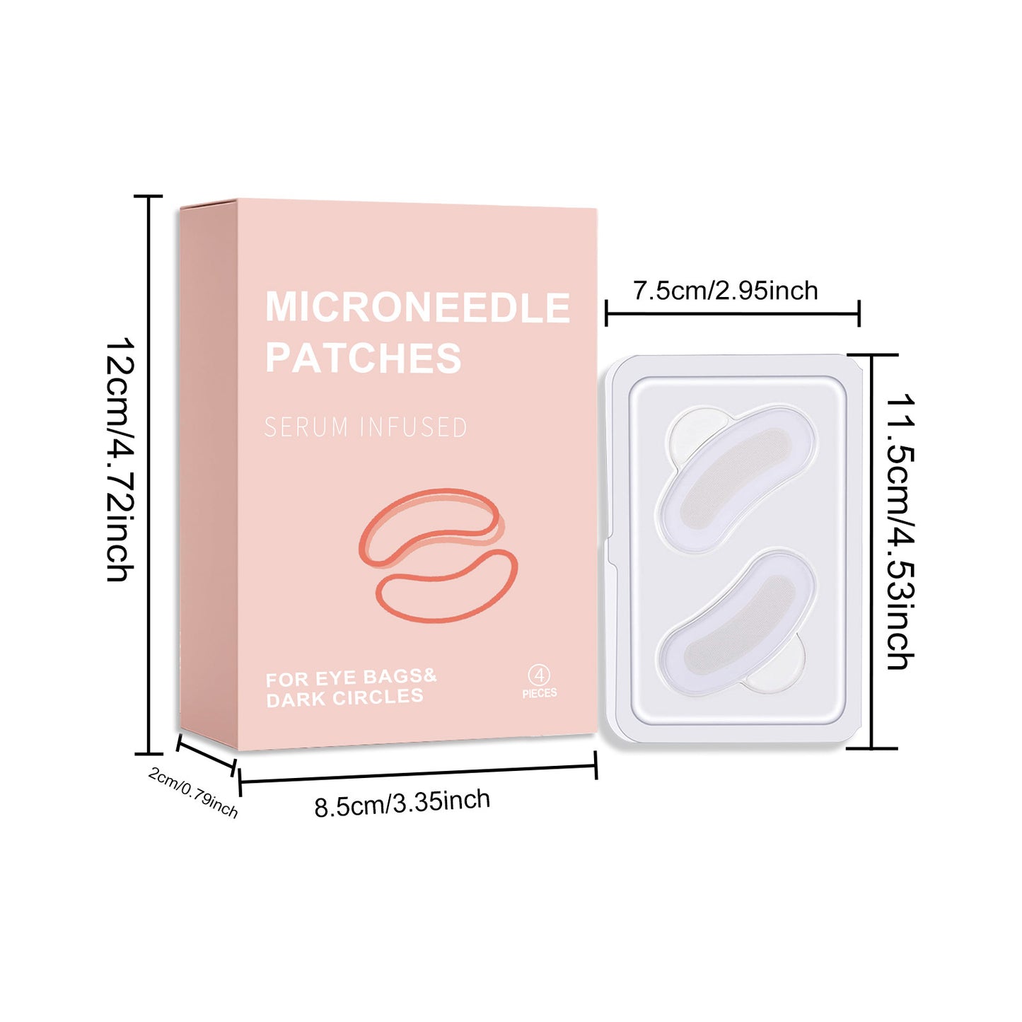 Microneedle Collagen Under Eye Patches with Hyaluronic Acid & Retinol – Reduce Eye Bags, Dark Circles, Puffiness & Fine Lines, Hydrating Under Eye Masks for Tired Eyes (8 Pairs)