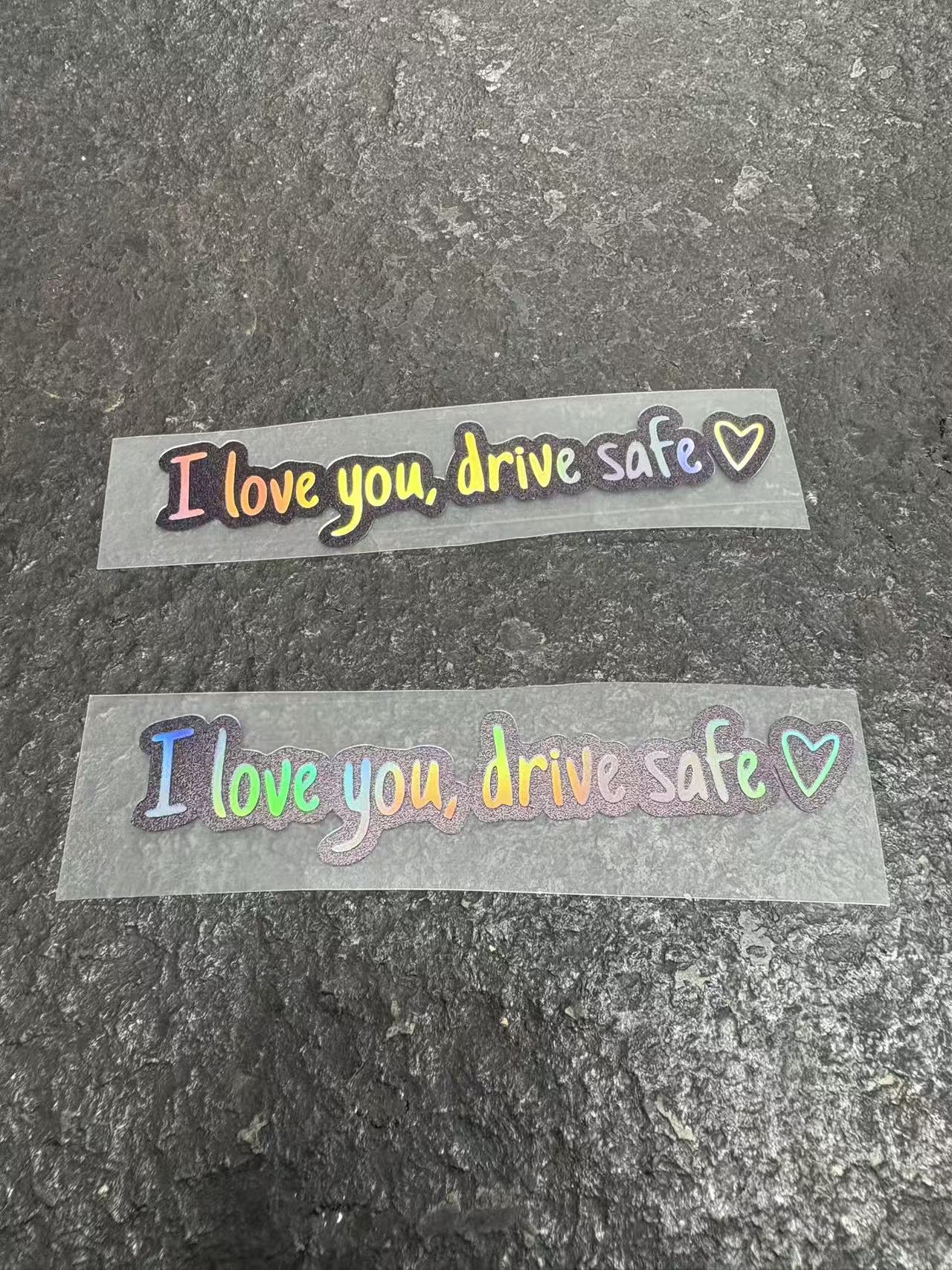 Waterproof vinyl car sticker for safe driving, universal rearview mirror decoration.