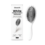 GleamXi White Handle Cushion Hairbrush with Nylon Boar Bristle and Air Cushion for Daily Scalp Massage