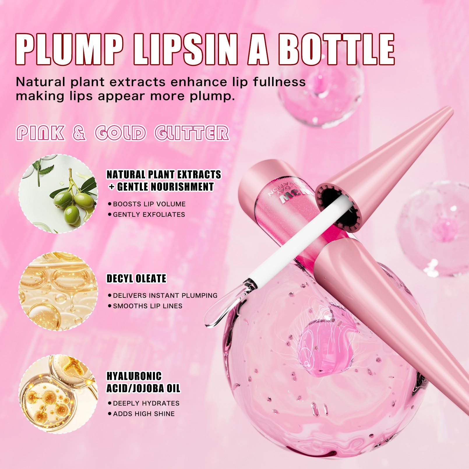W3W's best-selling lip plumping liquid, moisturizing and glossy lip oil, plumping and enhancing lips, lip gloss, and lip oil.